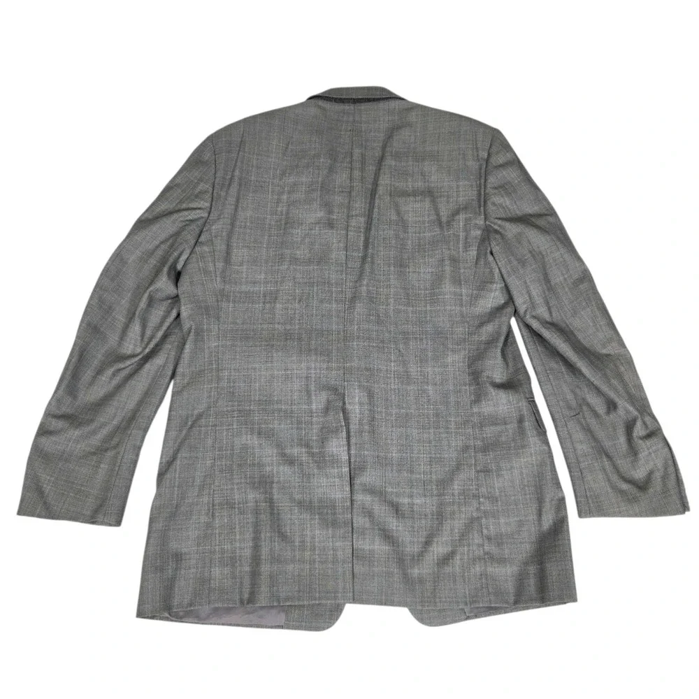 HICKEY FREEMAN Gray Loro Piana 120s Plaid Wool Blazer Sport Coat Jacket 44L